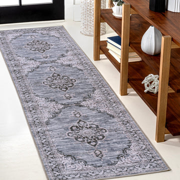 Wincer Chenille Cottage Medallion Machine-washable Area Rug